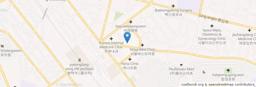 Mapa de ubicacion de 팀플란트치과의원 en 大韓民国, 京畿道, 平沢市.