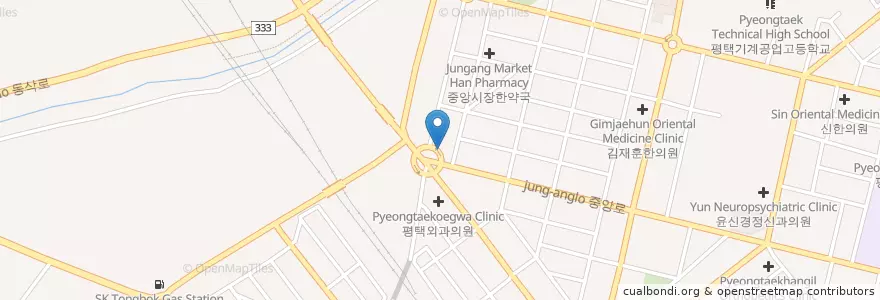 Mapa de ubicacion de 한울치과 en 대한민국, 경기도, 평택시.