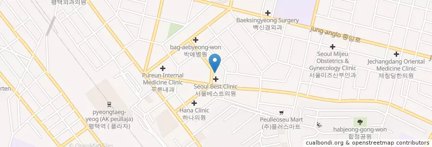 Mapa de ubicacion de 한동헌치과의원 en 대한민국, 경기도, 평택시.