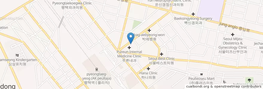 Mapa de ubicacion de 예원치과의원 en Güney Kore, 경기도, 평택시.