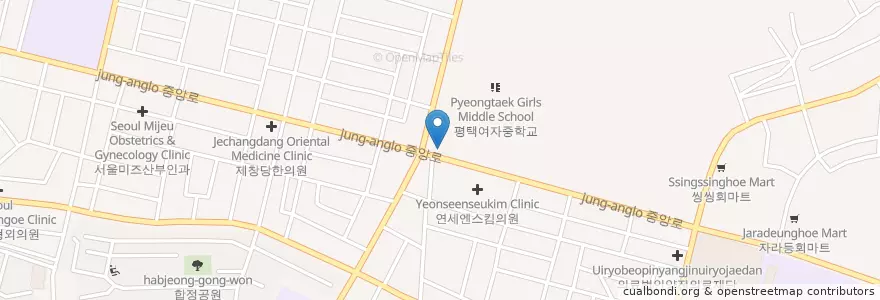 Mapa de ubicacion de 현대재활의학과 en کره جنوبی, گیونگی-دو, 평택시.