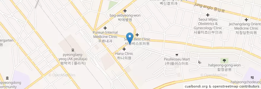 Mapa de ubicacion de 김주호내과의원 en کره جنوبی, گیونگی-دو, 평택시.