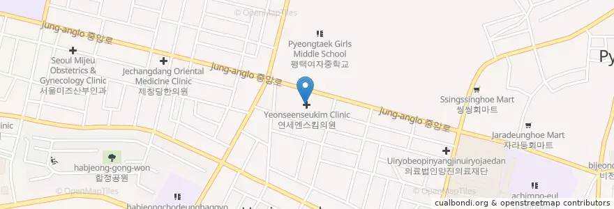 Mapa de ubicacion de 연세엔스킴의원 en کره جنوبی, گیونگی-دو, 평택시.
