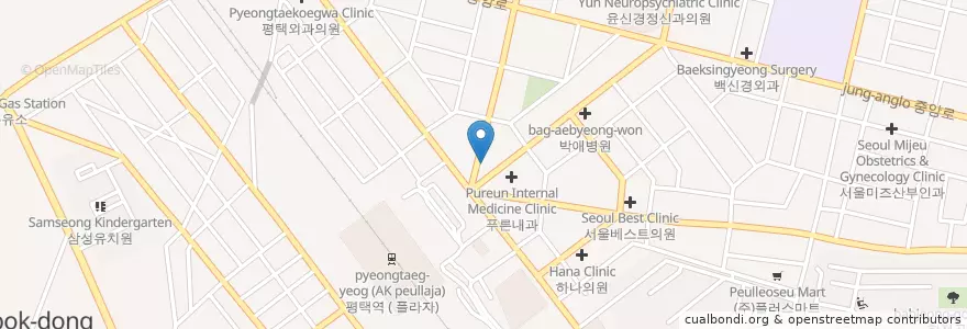 Mapa de ubicacion de 엠디피부과의원 en Güney Kore, 경기도, 평택시.