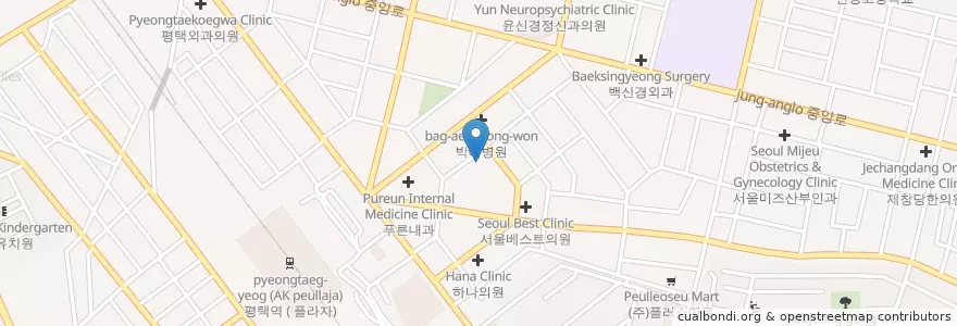 Mapa de ubicacion de 평택방사선과의원 en Corée Du Sud, Gyeonggi, 평택시.
