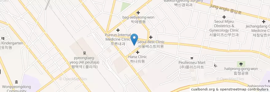 Mapa de ubicacion de 숙이소아과 en Güney Kore, 경기도, 평택시.