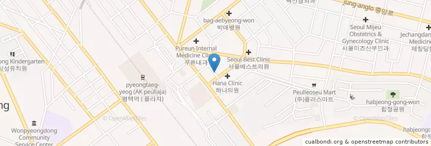 Mapa de ubicacion de 명소아과의원 en Zuid-Korea, Gyeonggi-Do, 평택시.