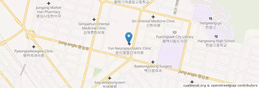 Mapa de ubicacion de 윤신경정신과의원 en 대한민국, 경기도, 평택시.