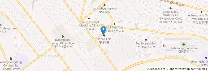 Mapa de ubicacion de 하나신경정신과 en 大韓民国, 京畿道, 平沢市.