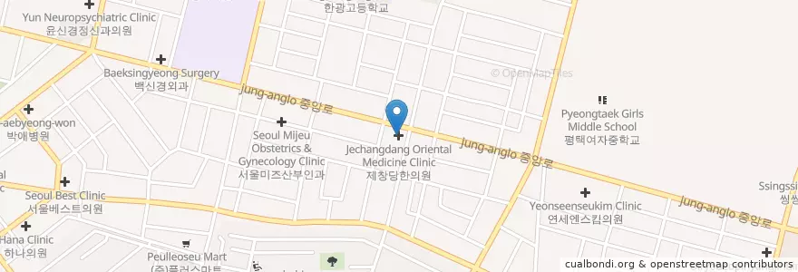 Mapa de ubicacion de 제창당한의원 en Zuid-Korea, Gyeonggi-Do, 평택시.