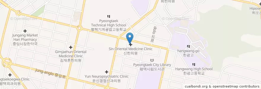 Mapa de ubicacion de 신한의원 en 대한민국, 경기도, 평택시.