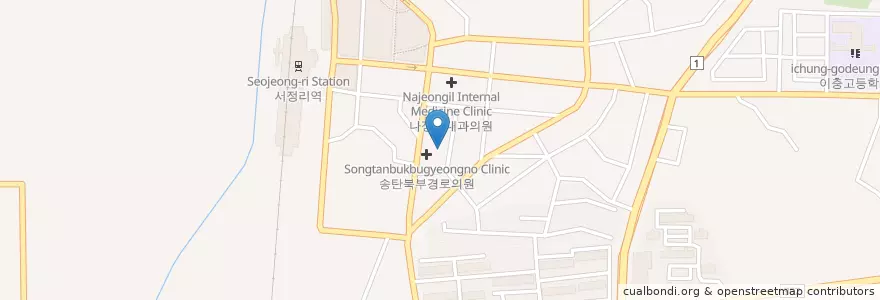 Mapa de ubicacion de 송탄북부경로의원 en 大韓民国, 京畿道, 平沢市.