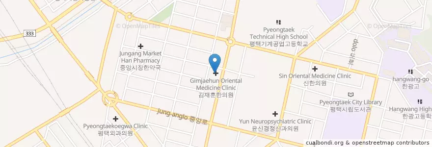 Mapa de ubicacion de 김재훈한의원 en Республика Корея, Кёнгидо, 평택시.