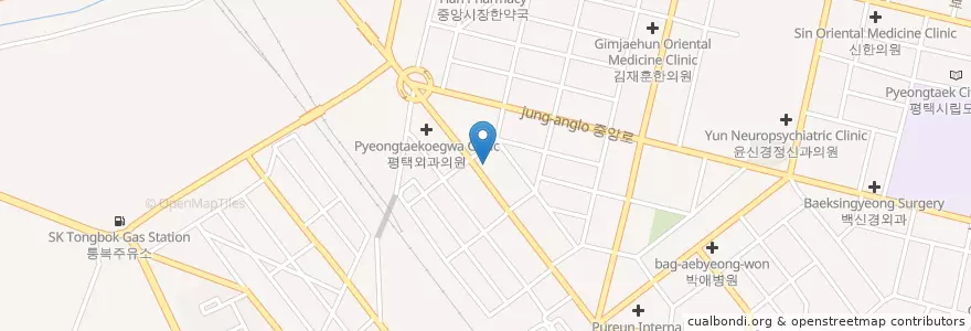 Mapa de ubicacion de 김기혁동물병원 en Güney Kore, 경기도, 평택시.