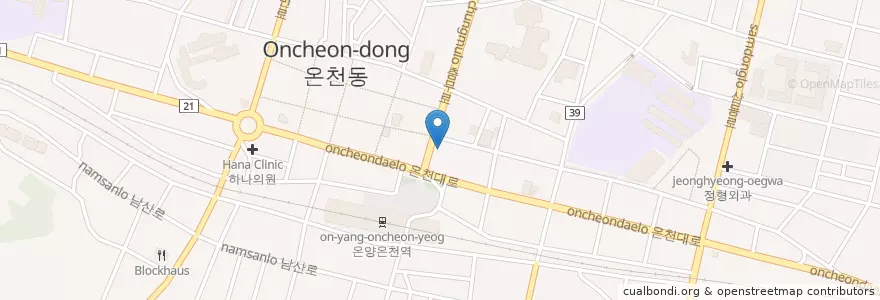 Mapa de ubicacion de 아산치과 en 大韓民国, 忠清南道, 牙山市.