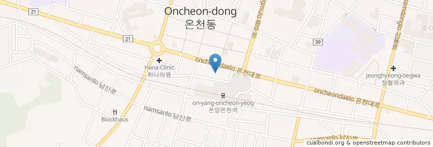 Mapa de ubicacion de 미치과 en 대한민국, 충청남도, 아산시.