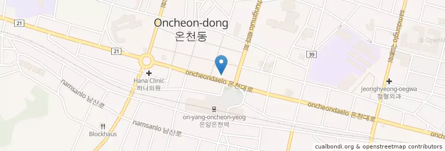 Mapa de ubicacion de 고려정형외과 en Zuid-Korea, Chungcheongnam-Do, 아산시.