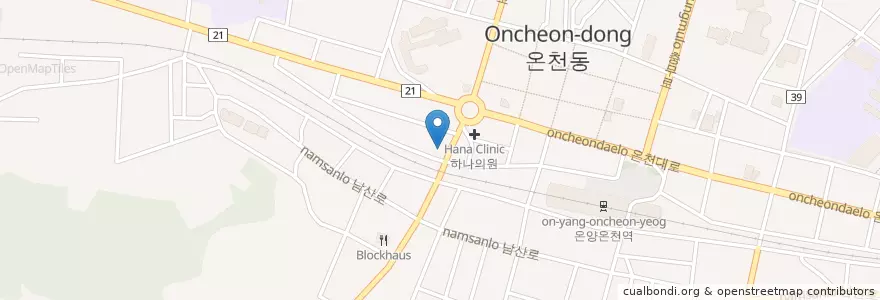 Mapa de ubicacion de 푸른정형외과의원 en 대한민국, 충청남도, 아산시.