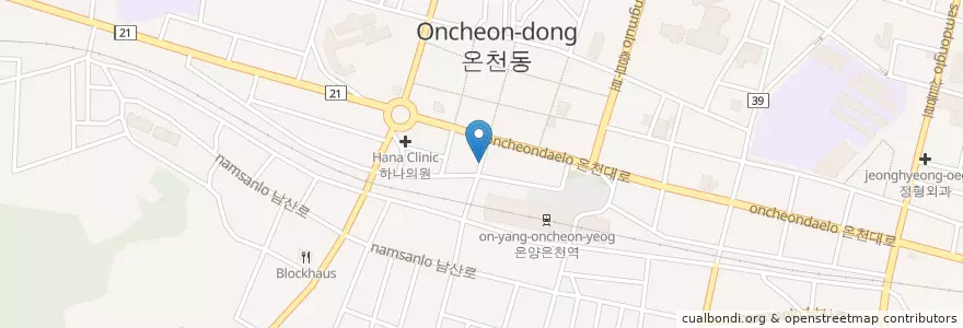 Mapa de ubicacion de 중앙의원 en 韩国/南韓, 忠清南道, 牙山市.