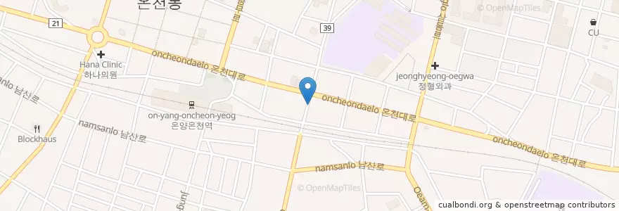 Mapa de ubicacion de 홍청훈정형외과 en Corée Du Sud, Chungcheong Du Sud, 아산시.