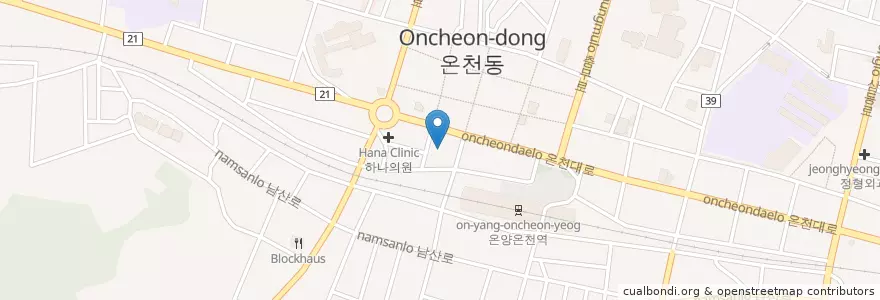 Mapa de ubicacion de 성심신경정신과 en Corée Du Sud, Chungcheong Du Sud, 아산시.
