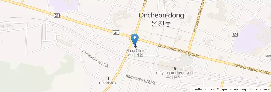 Mapa de ubicacion de 하나의원 en Güney Kore, 충청남도, 아산시.