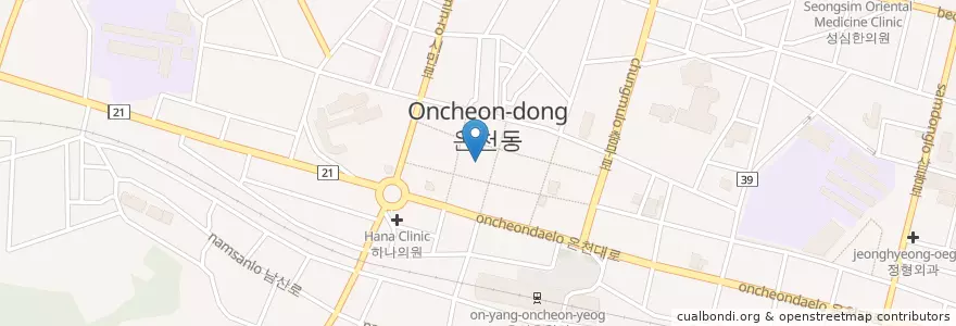 Mapa de ubicacion de 도솔한의원 en Corea Del Sur, Chungcheong Del Sur, 아산시.