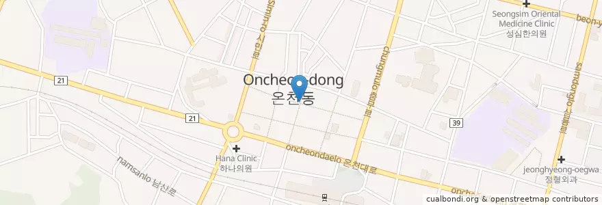Mapa de ubicacion de 덕산한의원 en 대한민국, 충청남도, 아산시.