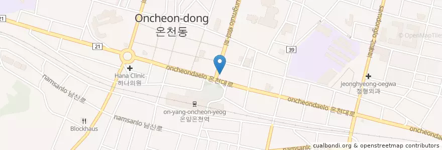 Mapa de ubicacion de 장수한의원 en کره جنوبی, چونگچئونگنام-دو, 아산시.