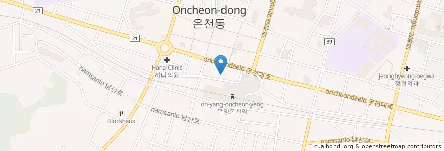 Mapa de ubicacion de 남한의원 en 대한민국, 충청남도, 아산시.