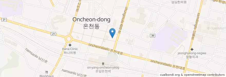 Mapa de ubicacion de 아산종합약국 en 韩国/南韓, 忠清南道, 牙山市.