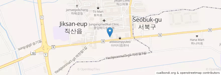 Mapa de ubicacion de JS메디칼센터 en Zuid-Korea, Chungcheongnam-Do, 천안시, 서북구, 직산읍.