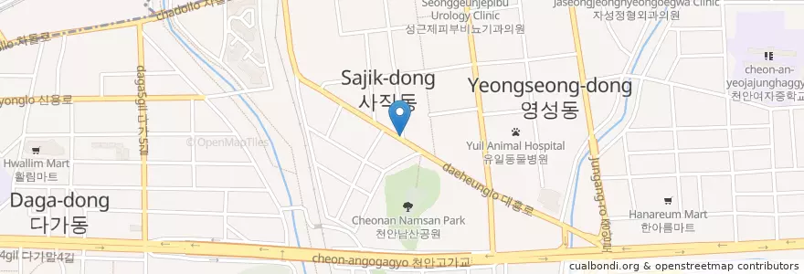 Mapa de ubicacion de 명인치과 en 대한민국, 충청남도, 천안시, 동남구.