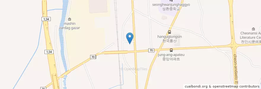 Mapa de ubicacion de 하나동물병원 en 대한민국, 충청남도, 천안시, 서북구, 성환읍.
