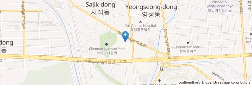 Mapa de ubicacion de 윤철민치과의원 en Corea Del Sud, Sud Chungcheong, 천안시, 동남구.