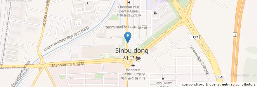 Mapa de ubicacion de 강치과의원 en Südkorea, Chungcheongnam-Do, 천안시, 동남구.