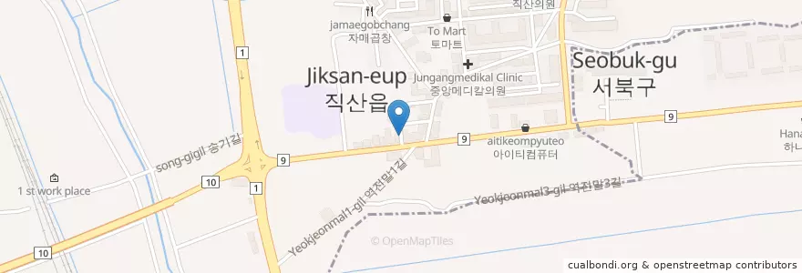 Mapa de ubicacion de 남서울치과 en کره جنوبی, چونگچئونگنام-دو, 천안시, 서북구, 직산읍.