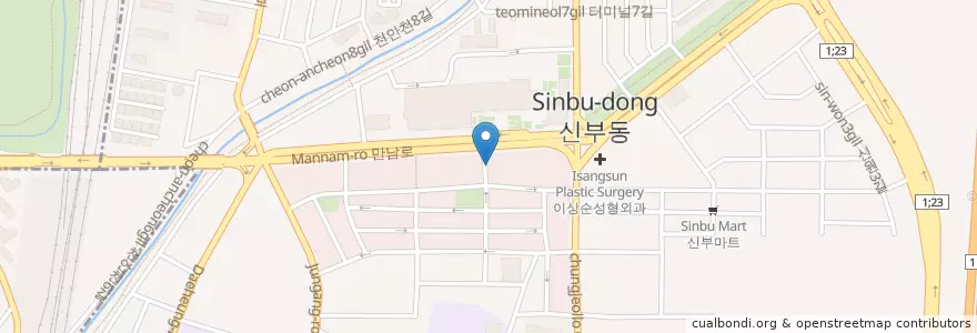 Mapa de ubicacion de 김재하내과 en Güney Kore, 충청남도, 천안시, 동남구.
