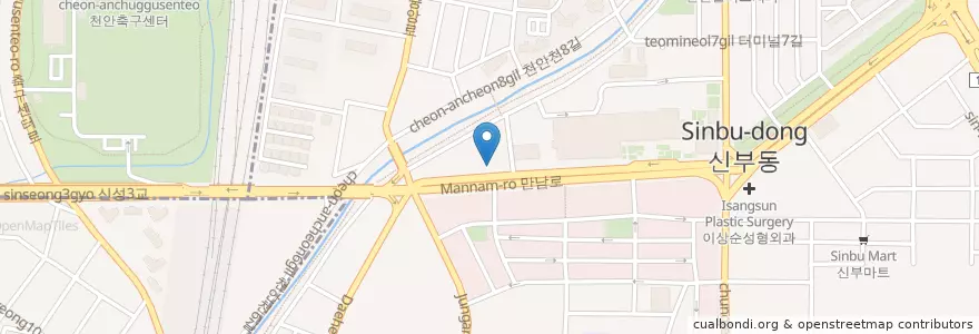 Mapa de ubicacion de 천안성모피부과의원 en Südkorea, Chungcheongnam-Do, 천안시, 서북구.