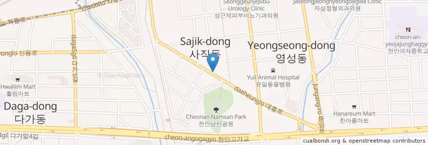 Mapa de ubicacion de 삼성중앙의원 en 대한민국, 충청남도, 천안시, 동남구.