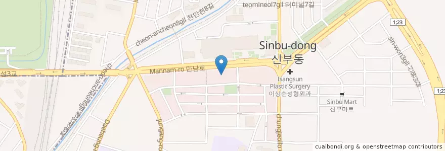 Mapa de ubicacion de 홍순형신경정신과의원 en 대한민국, 충청남도, 천안시, 동남구.