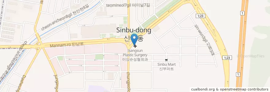 Mapa de ubicacion de 이상순성형외과 en Südkorea, Chungcheongnam-Do, 천안시, 동남구.