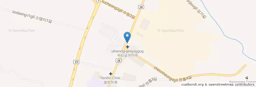 Mapa de ubicacion de 성거메디컬의원 en Korea Selatan, Chungcheong Selatan, 천안시, 서북구, 성거읍.
