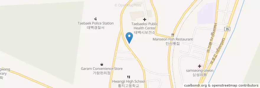 Mapa de ubicacion de 태백동물병원 en Güney Kore, 강원도, 태백시.