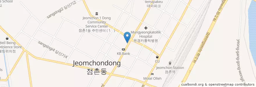 Mapa de ubicacion de 박앤박피부과의원 en Güney Kore, 경상북도, 문경시.