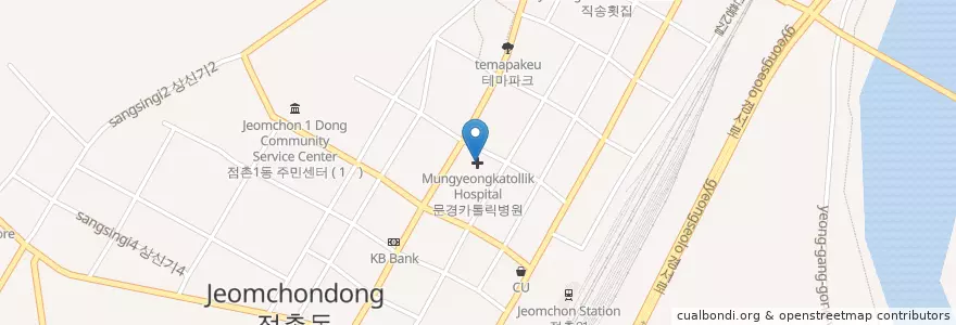 Mapa de ubicacion de 문경카톨릭병원 en كوريا الجنوبية, 경상북도, 문경시.