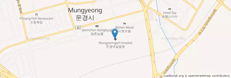 Mapa de ubicacion de 문경제일병원 en Güney Kore, 경상북도, 상주시.