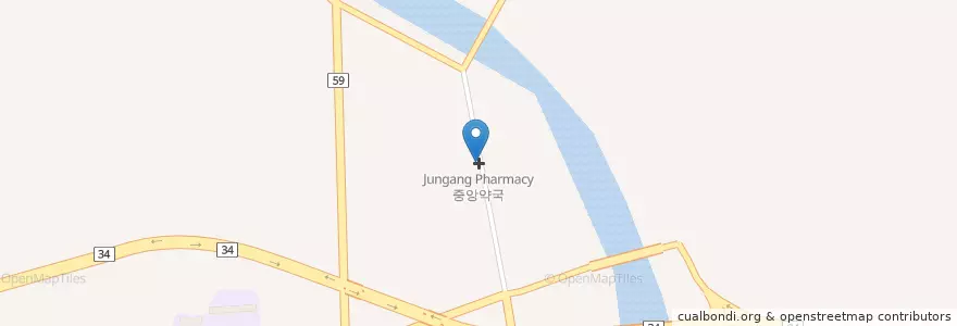 Mapa de ubicacion de 중앙약국 en 대한민국, 경상북도, 문경시.