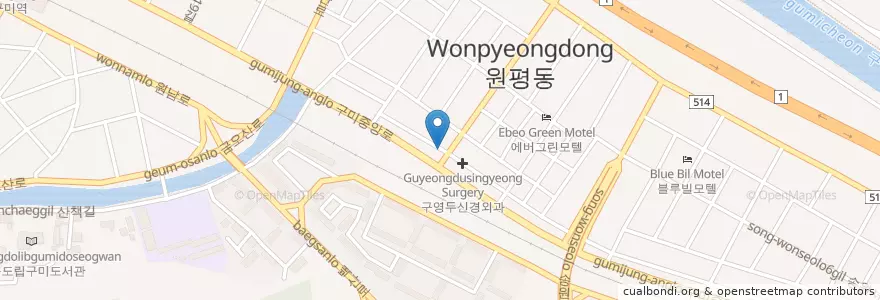Mapa de ubicacion de 길하균치과의원 en 대한민국, 경상북도, 구미시.