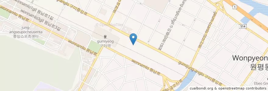 Mapa de ubicacion de 하나치과의원 en Zuid-Korea, Gyeongsangbuk-Do, 구미시.